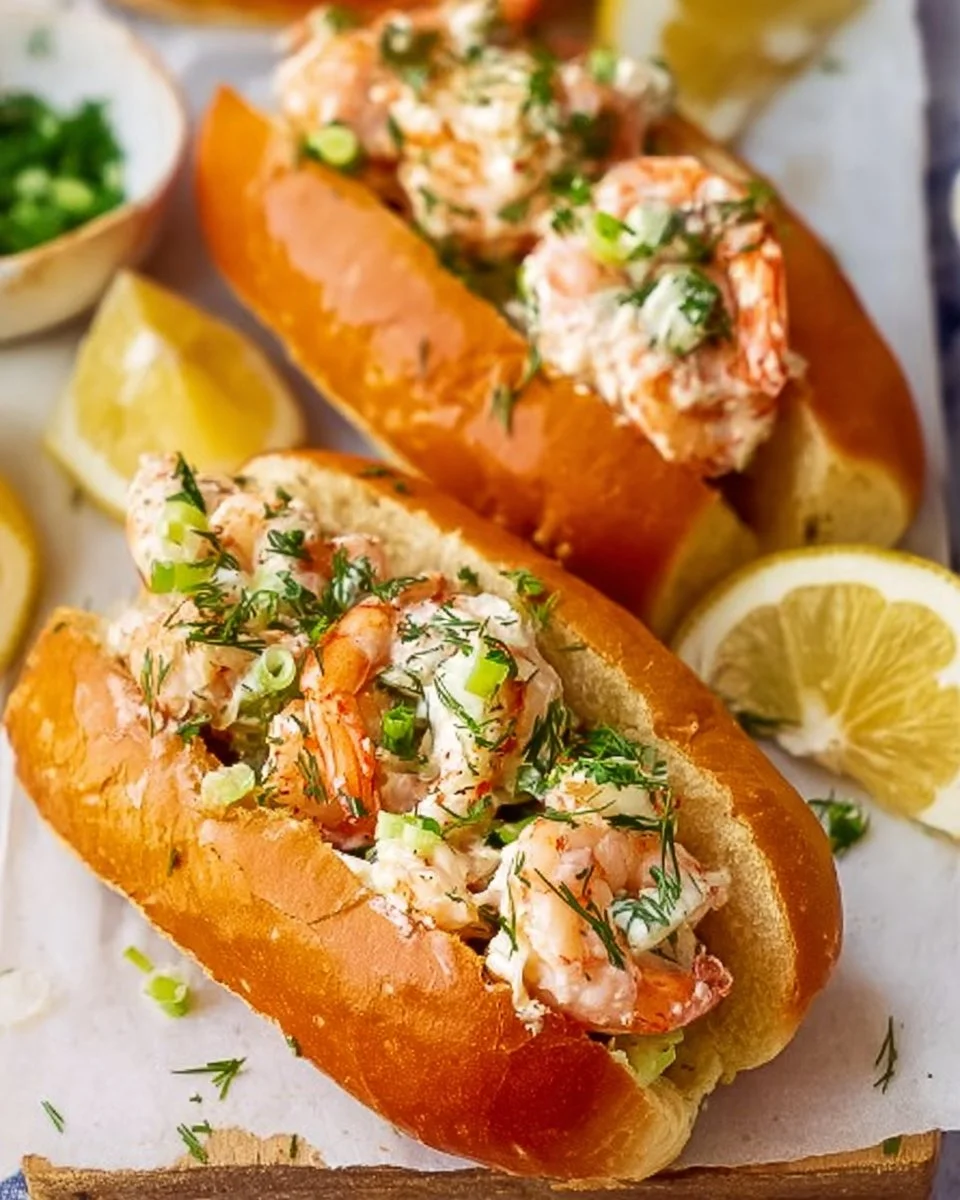 Delicious classic shrimp rolls served on a plate.