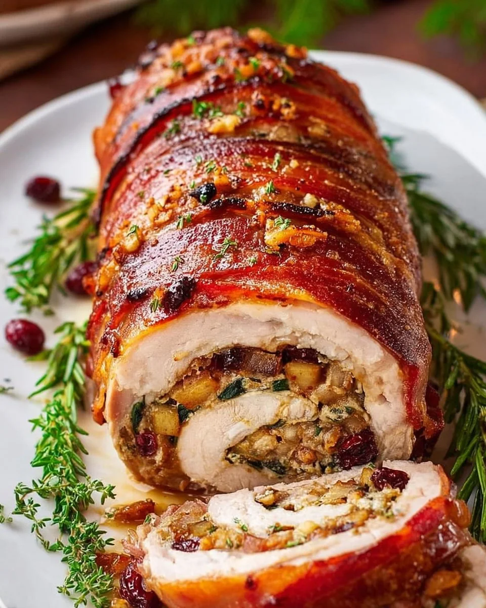 Apple &amp; Bacon Stuffed Pork Loin Roll (video)