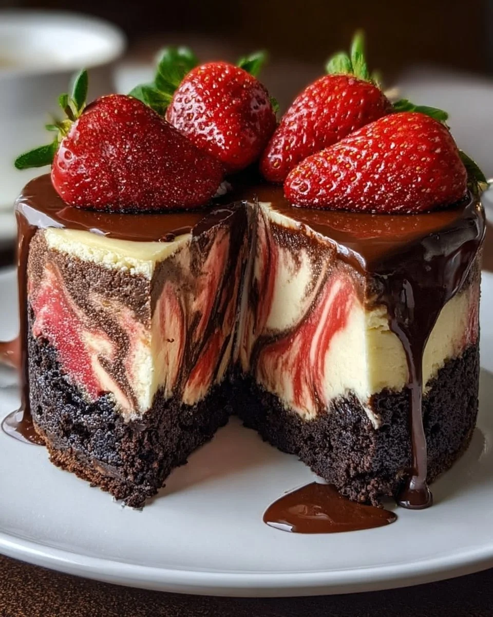 Chocolate Strawberry Swirl Cheesecake