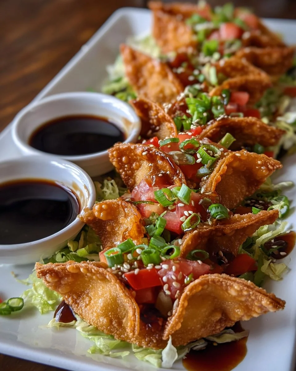 Crispy Teriyaki Chicken Wonton Tacos