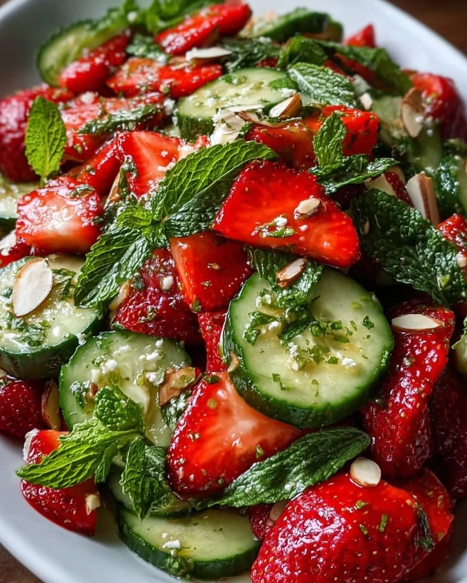 Cucumber Strawberry Mint Salad