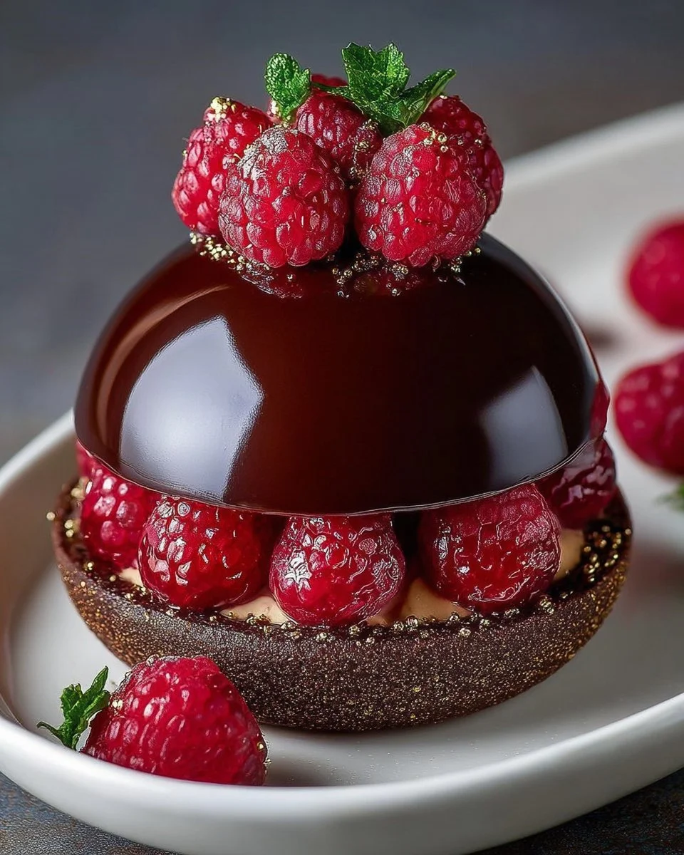 Dark Chocolate Raspberry Mousse Dome