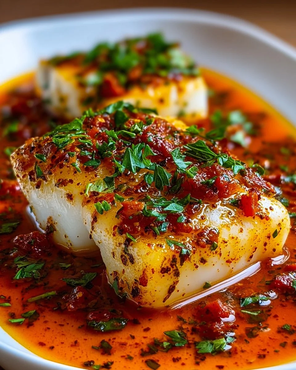 Delicious Cod in Roasted Red Pepper Sauce