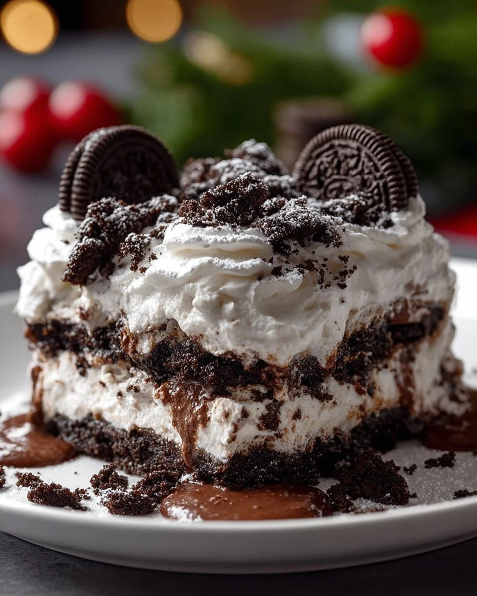 No-Bake Christmas Oreo Lasagna