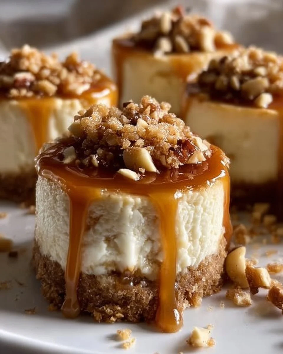 Peanut Butter Caramel Mini Cheesecakes