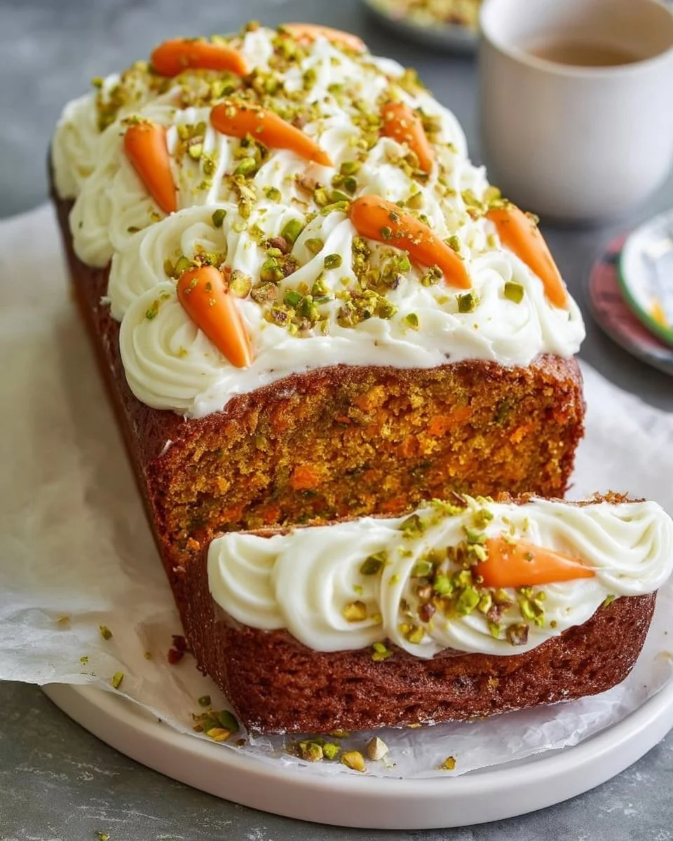 Pistachio Carrot Bread with Cream Cheese Frosting (video)