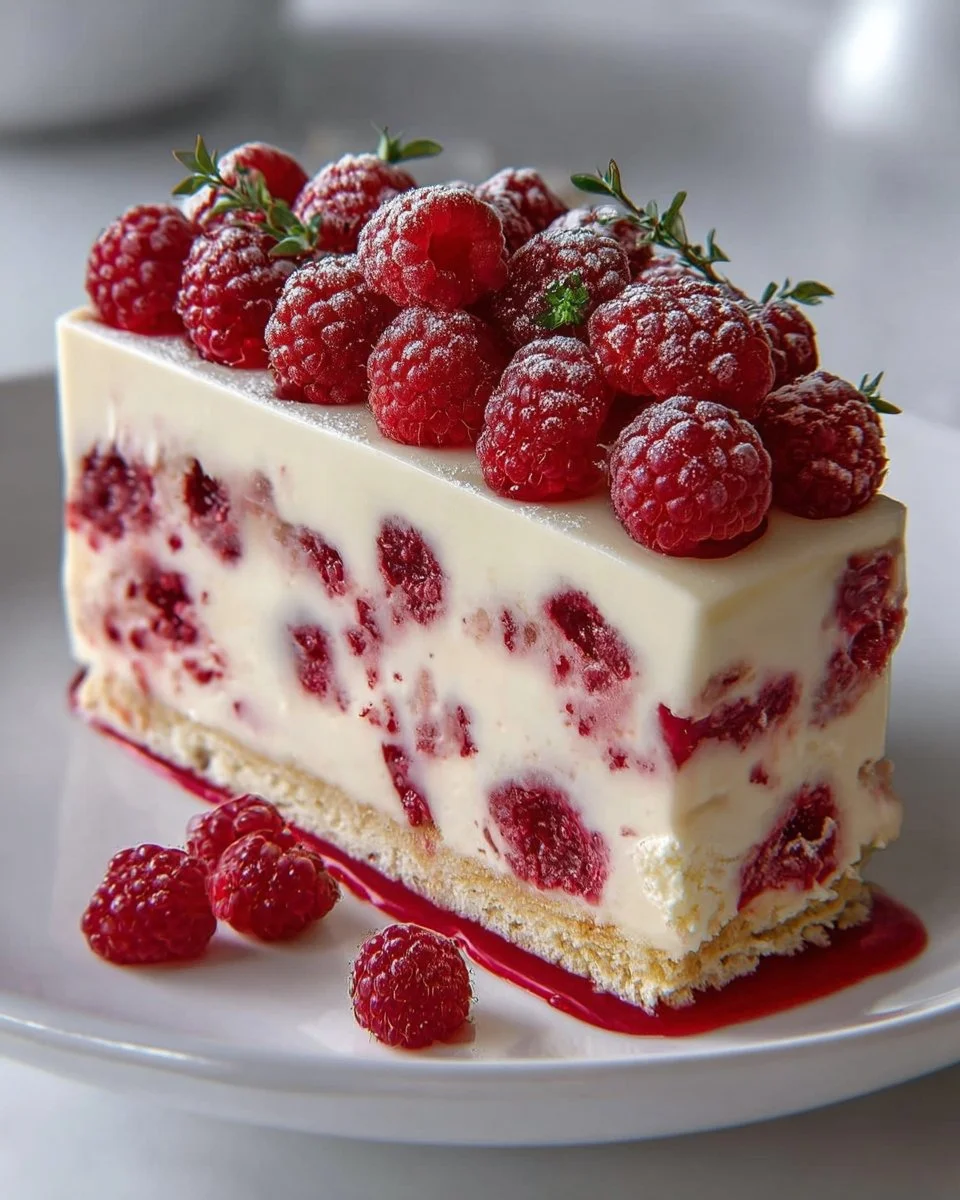 Raspberry White Chocolate Mousse Cake