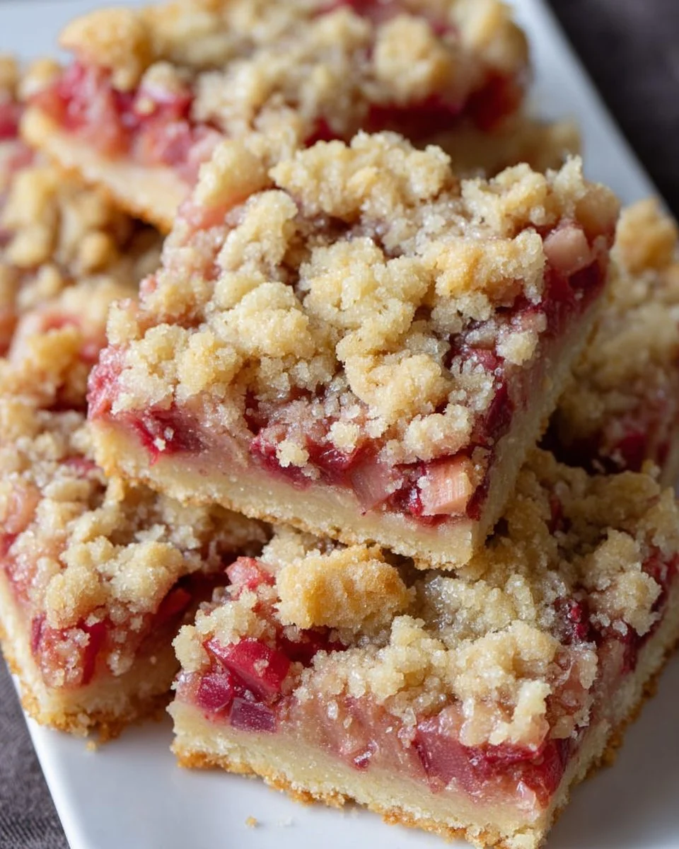 Rhubarb Shortbread Bars with Streusel Topping