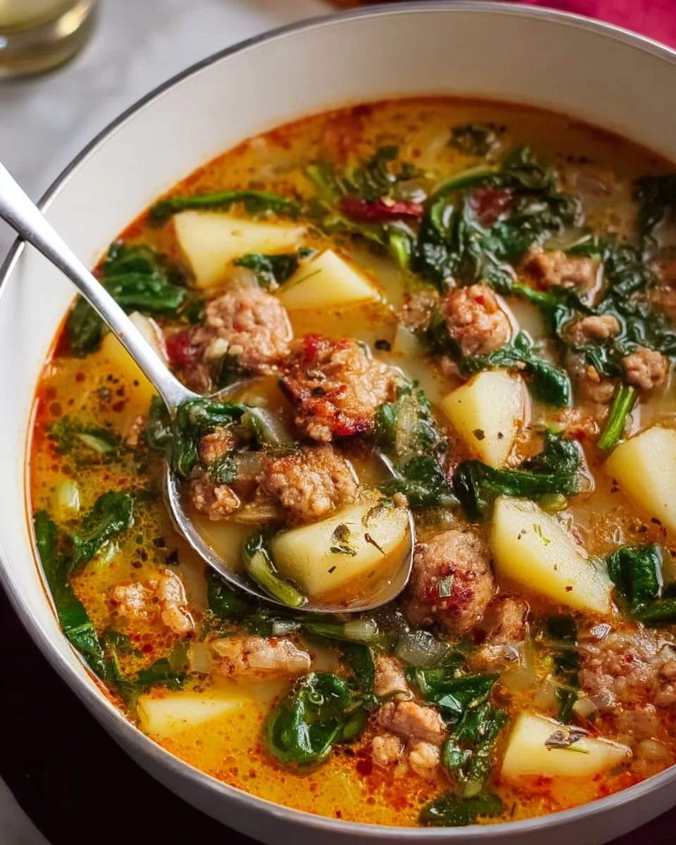 Sausage, Potato, and Spinach Soup