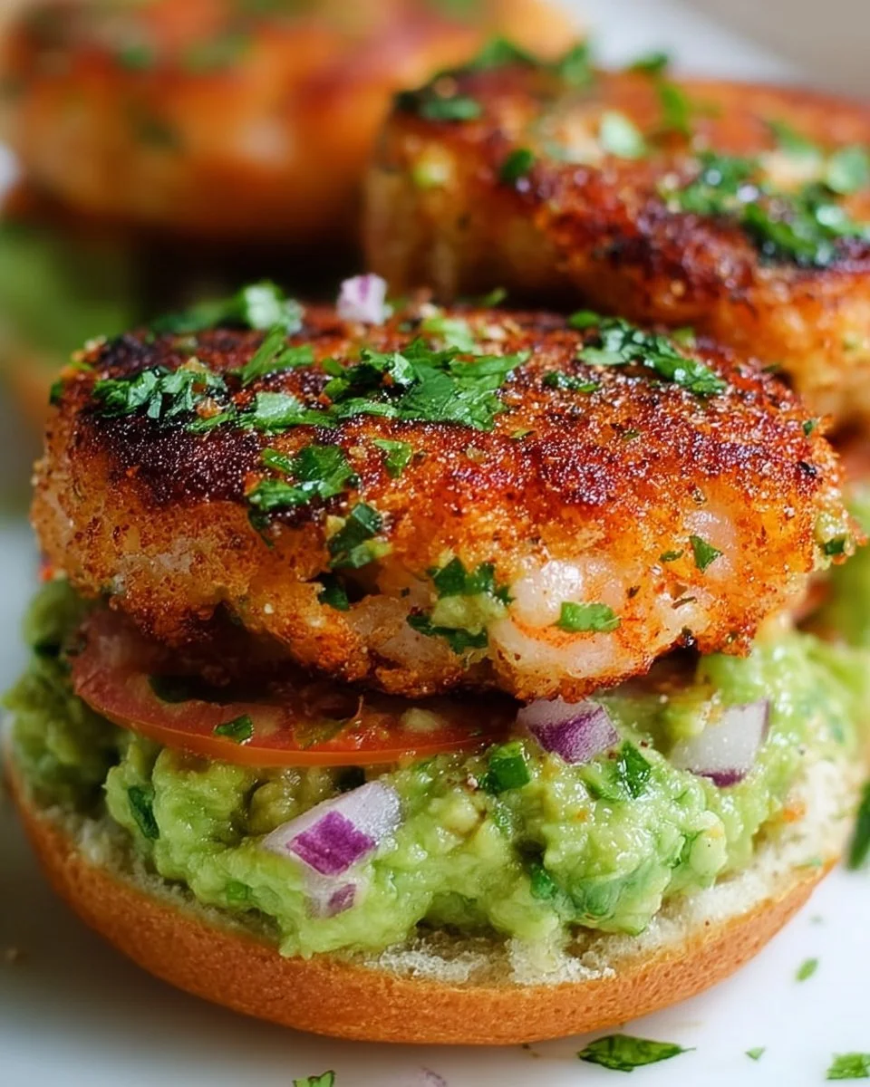 Shrimp Burgers Cilantro Guacamole