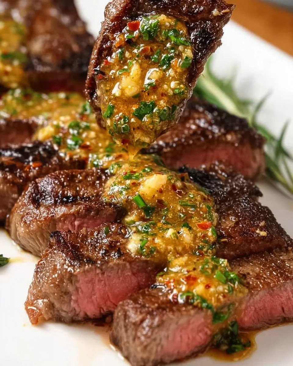 Delicious Cowboy Butter Steak sizzling on the grill