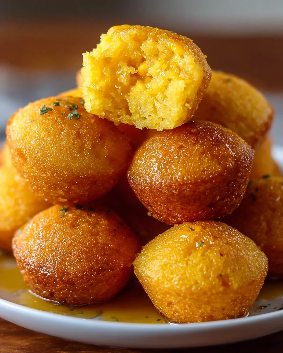 Southern-Style Honey Butter Cornbread Poppers served on a platter