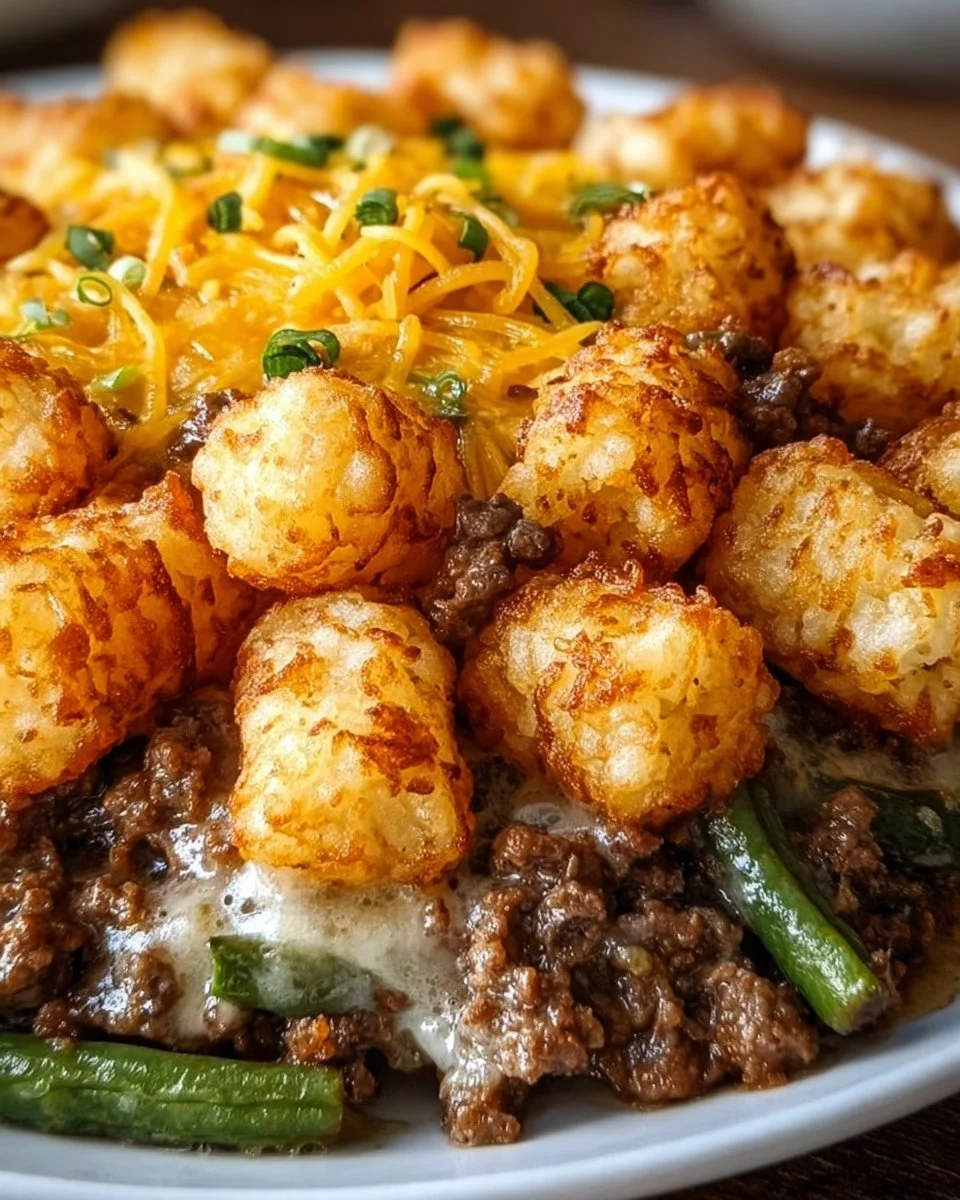 Tater Tot Hamburger Green Bean Casserole