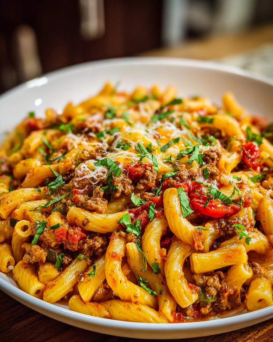 Delicious Tex Mex Pasta with colorful ingredients
