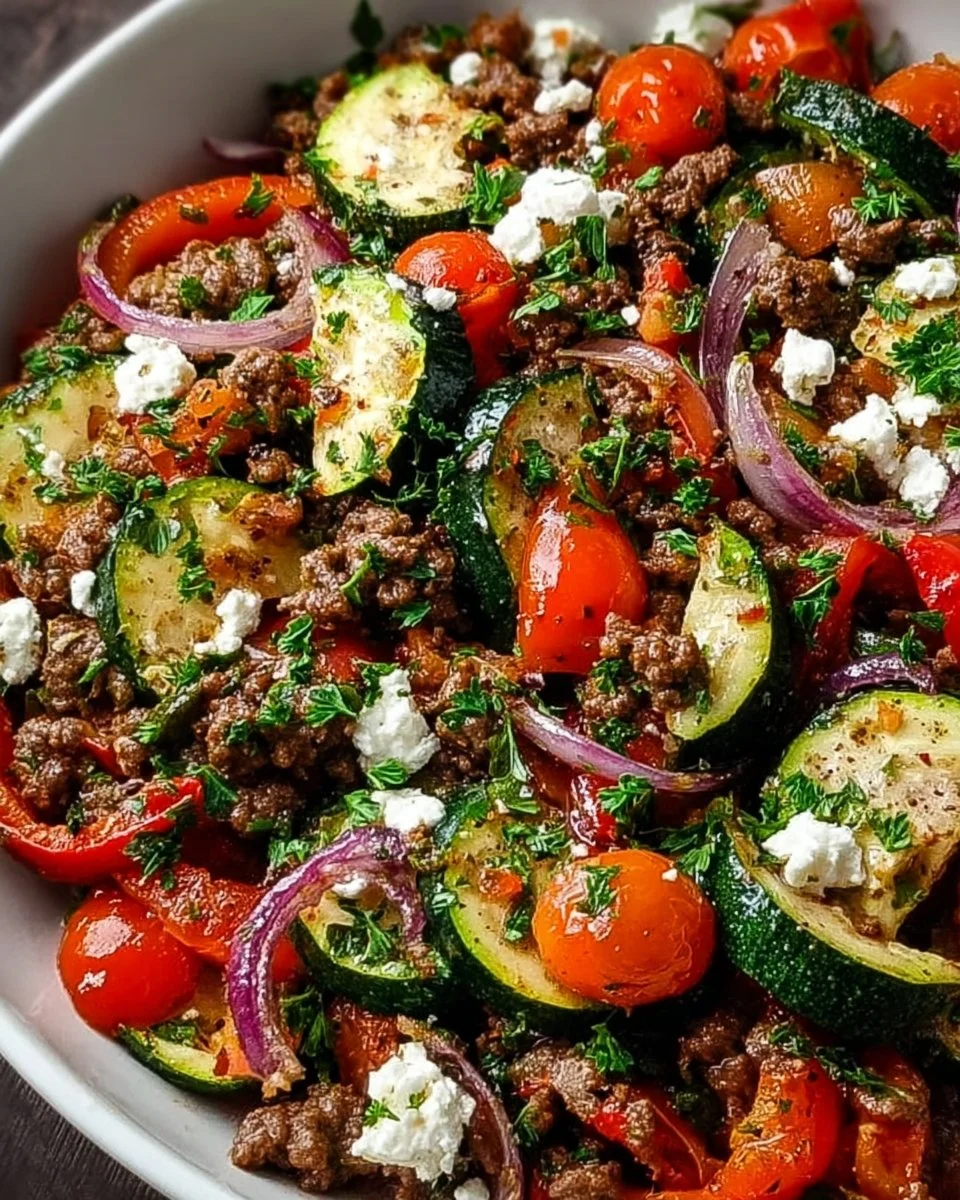 Vegetables Mediterranean Ground Beef Stir Fry