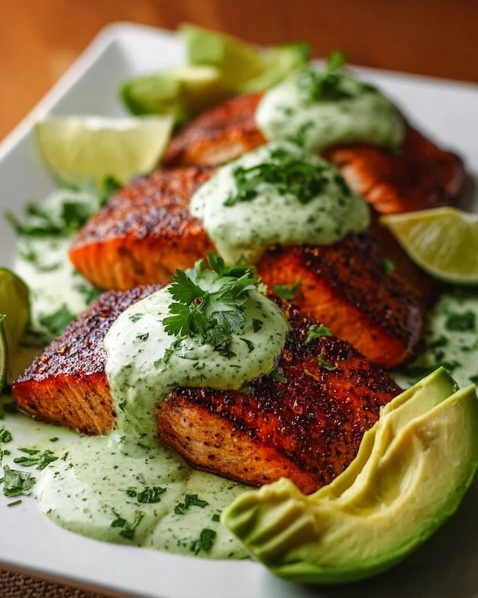 Cajun Salmon with Avocado Lime Sauce