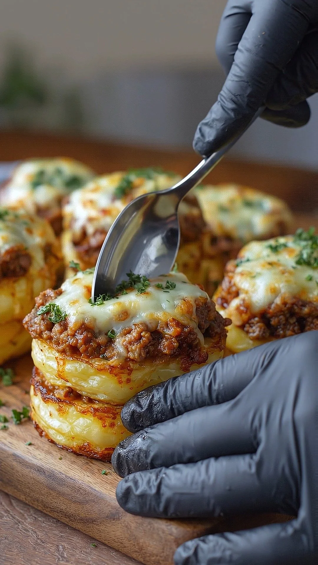 Cheesy Beef Stuffed Potato Stacks
