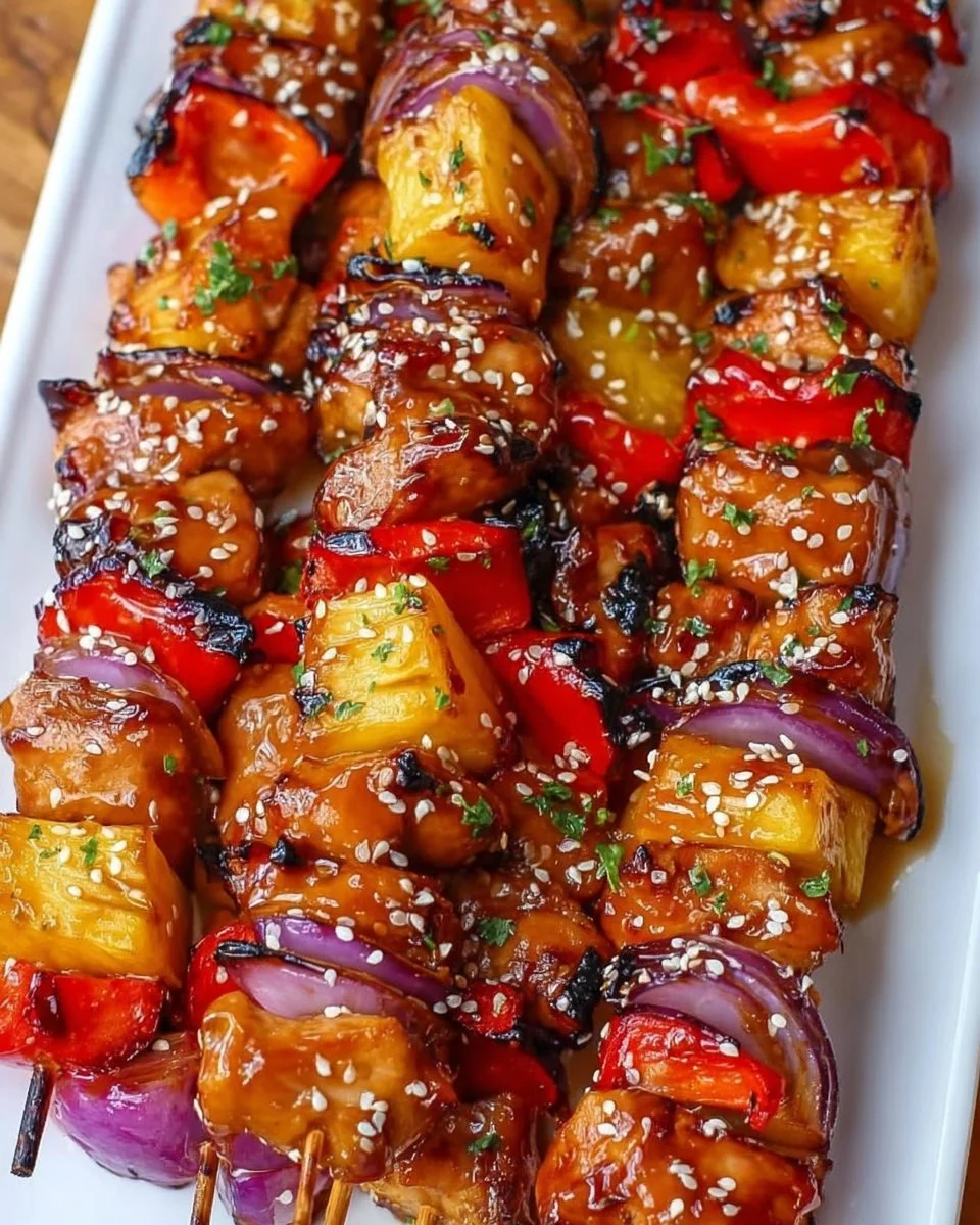 Easy Hawaiian Teriyaki Chicken Kabobs Recipe (video)