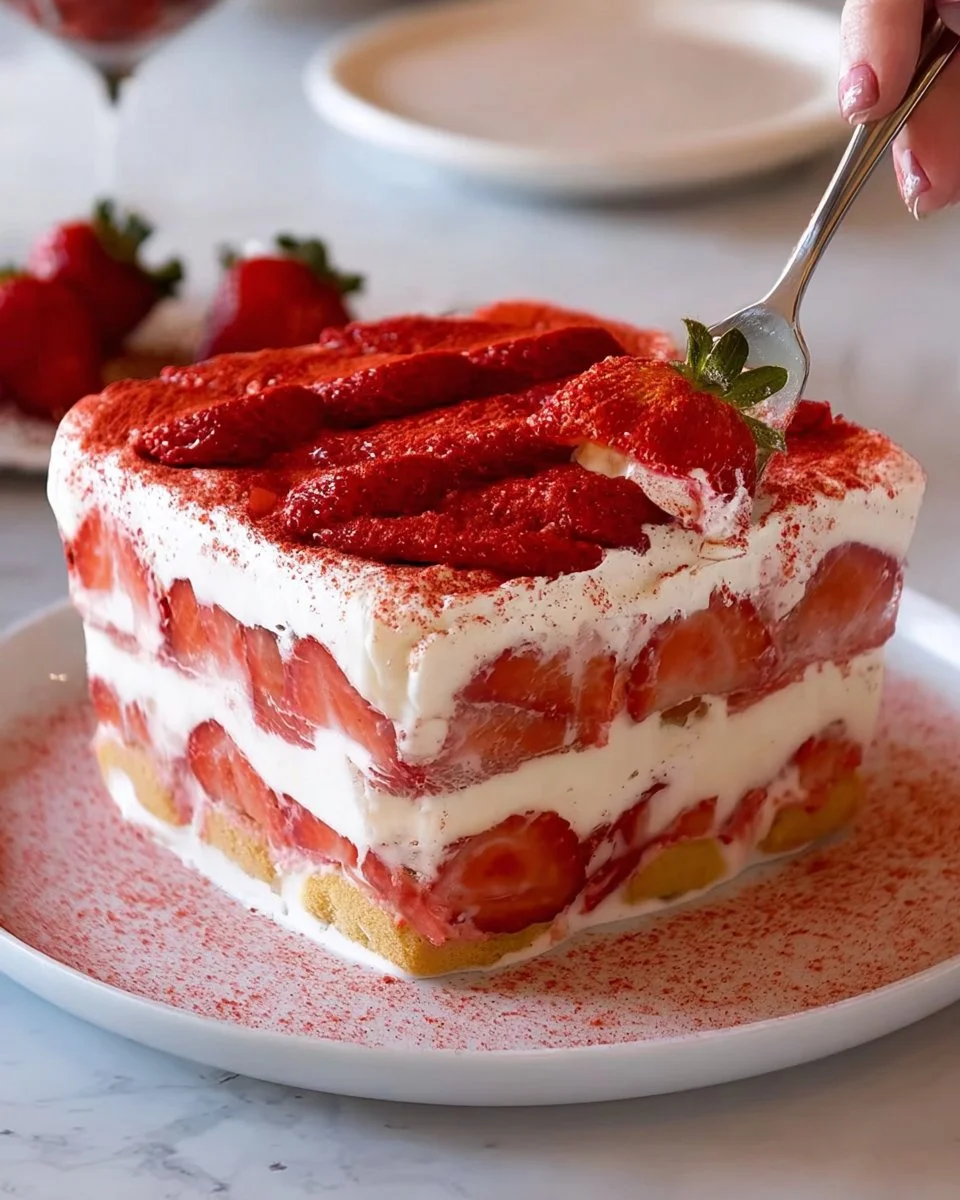 Easy No-Bake Strawberry Tiramisu