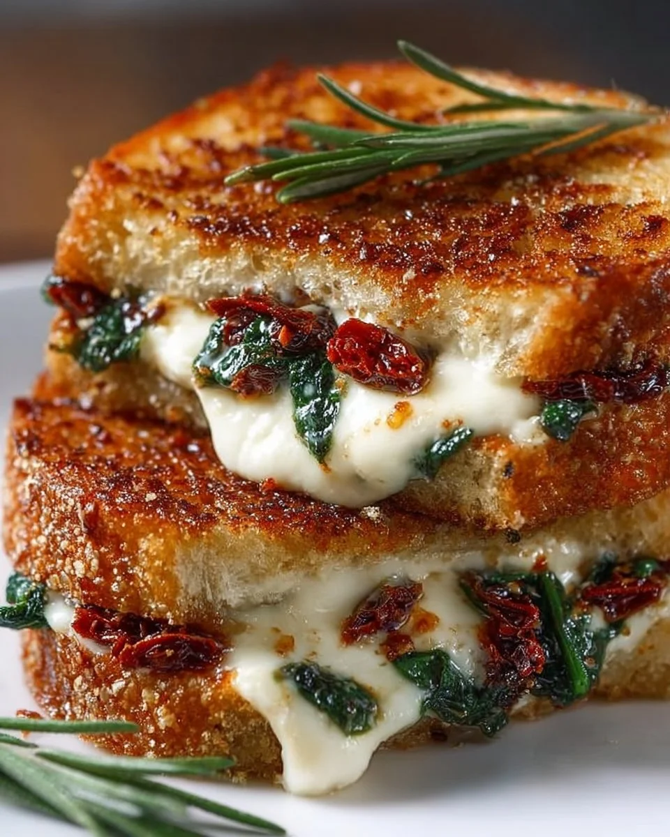 Grilled Cheese with Sun-Dried Tomatoes and Spinach