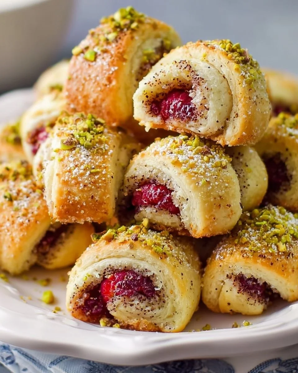 Raspberry Pistachio Rogaliki Cookies – Rugelach