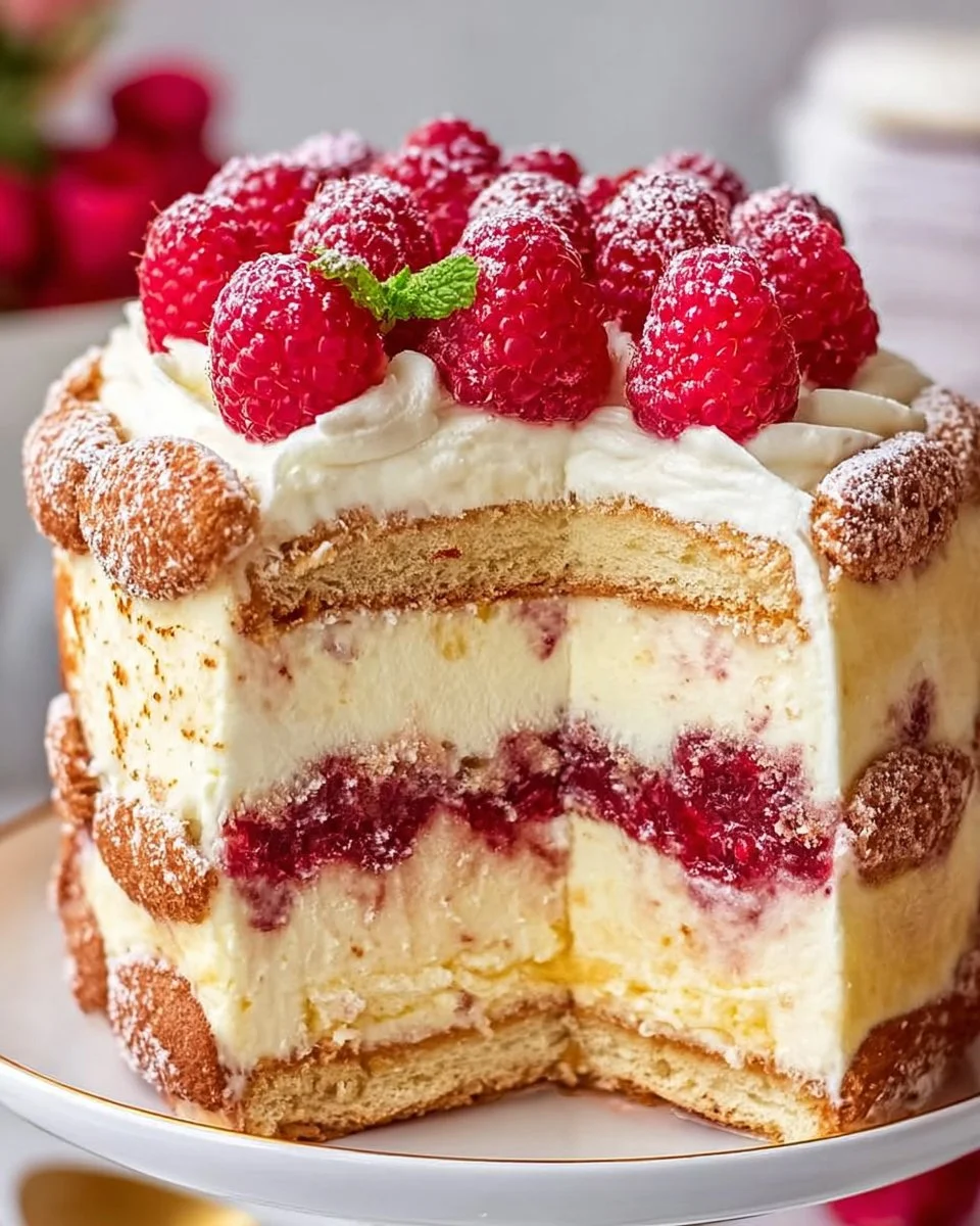 Raspberry Tiramisu Cake Recipe (video)