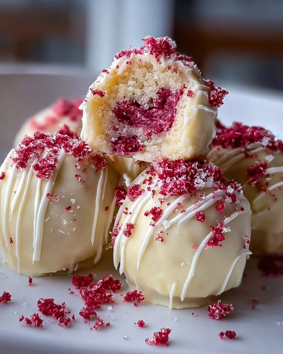 White Chocolate Raspberry Cheesecake Balls