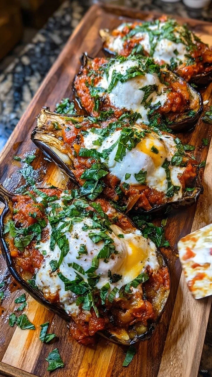 Baked Eggplant Parmesan Boats