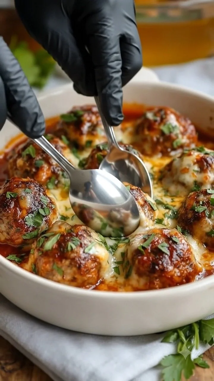 Cheesy Baked Meatballs