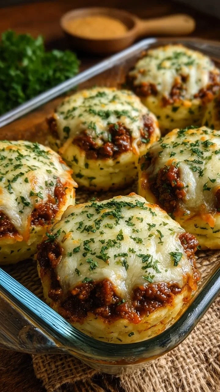 Cheesy Mashed Potato Beef Stacks