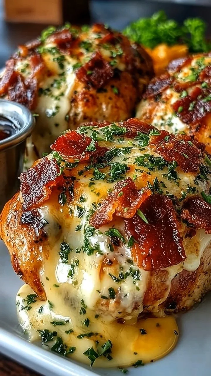 Cheesy Stuffed Chicken Rolls with Garlic Cream Sauce