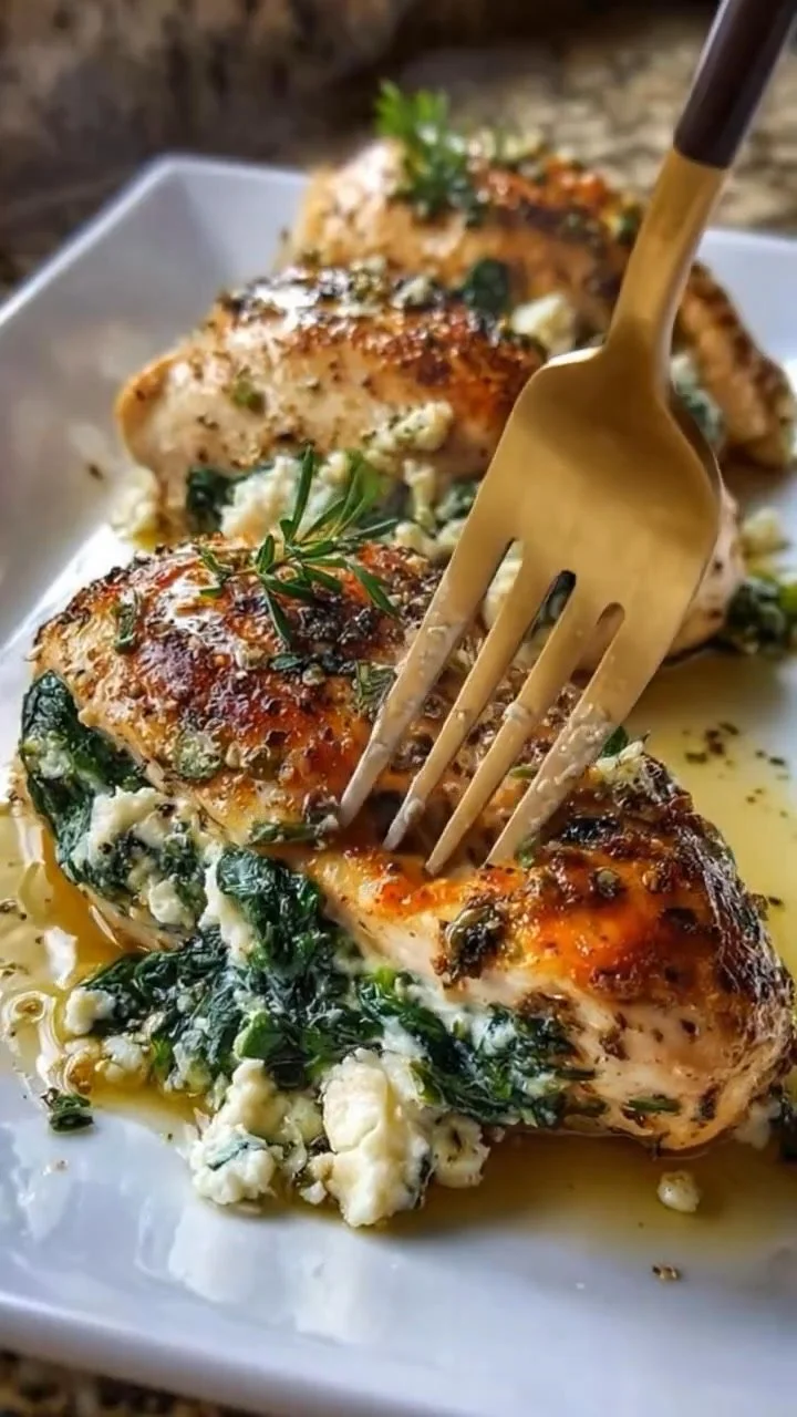 Creamy Spinach &amp; Feta Stuffed Chicken Breast