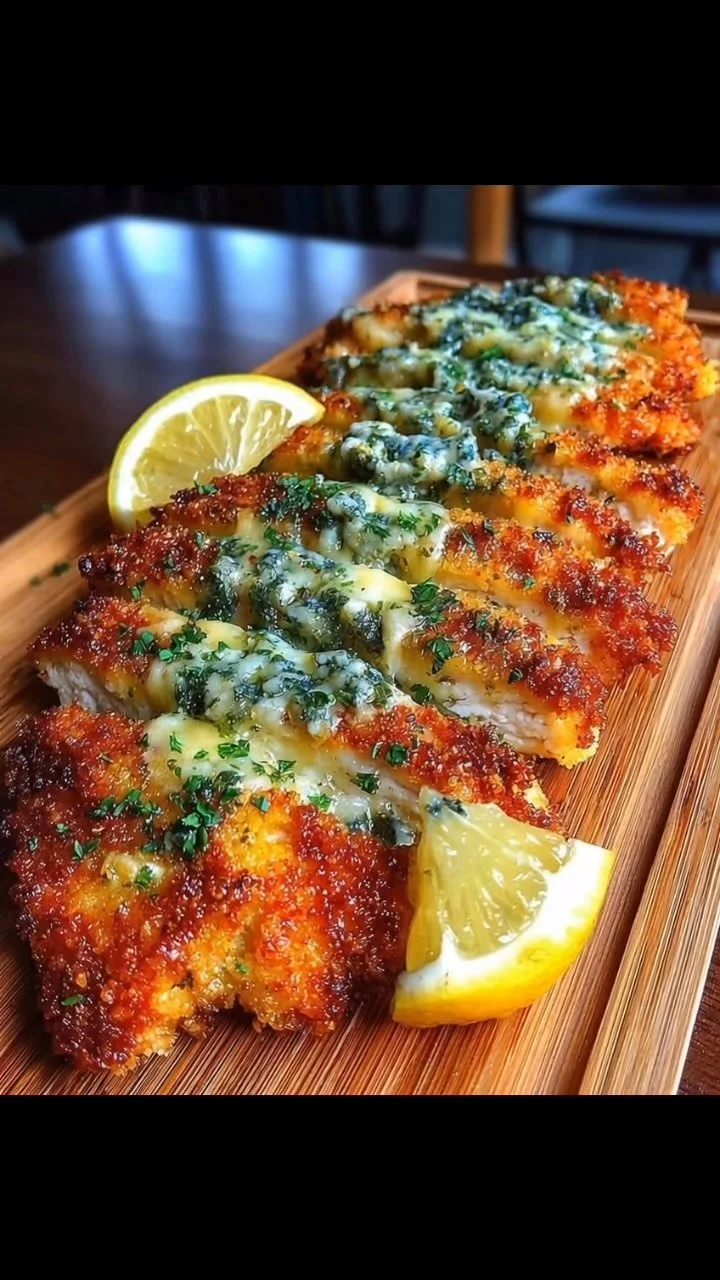 Crispy Garlic Butter &amp; Cheese Chicken Cutlets