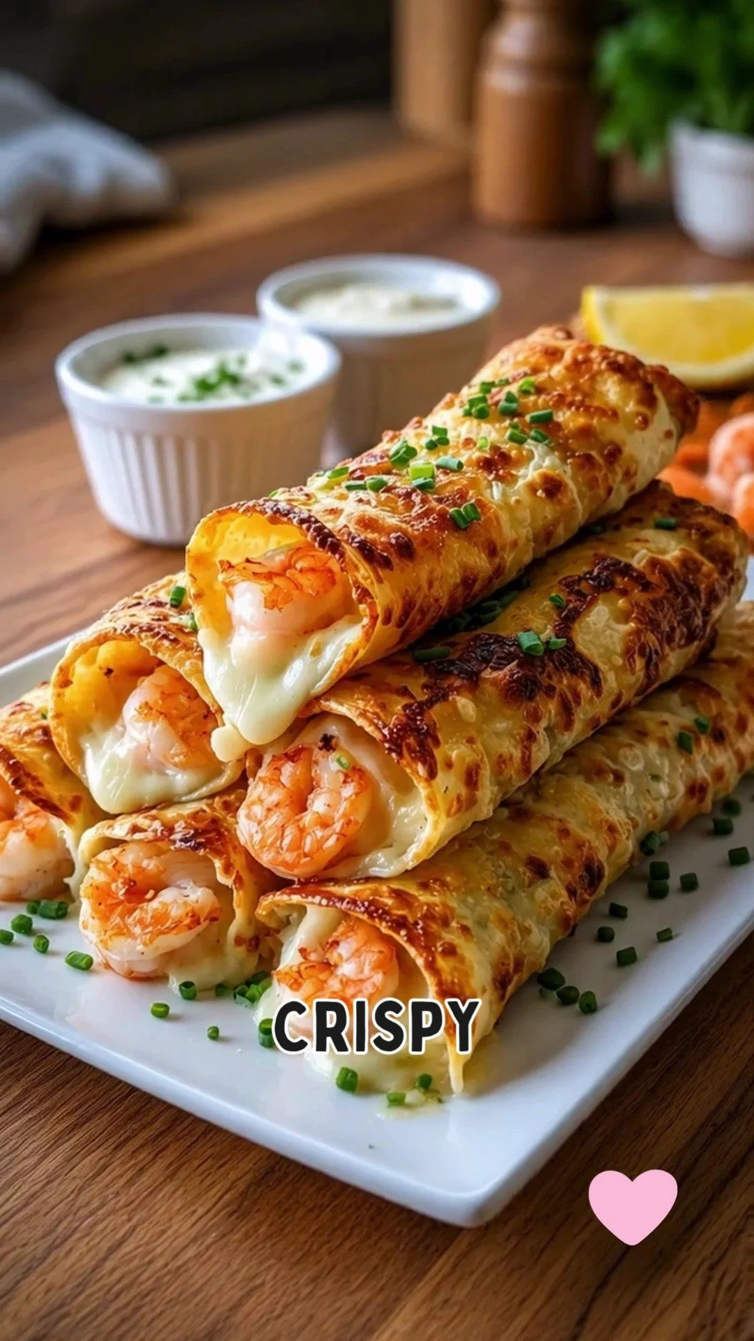 Crispy Shrimp Alfredo Roll-Ups