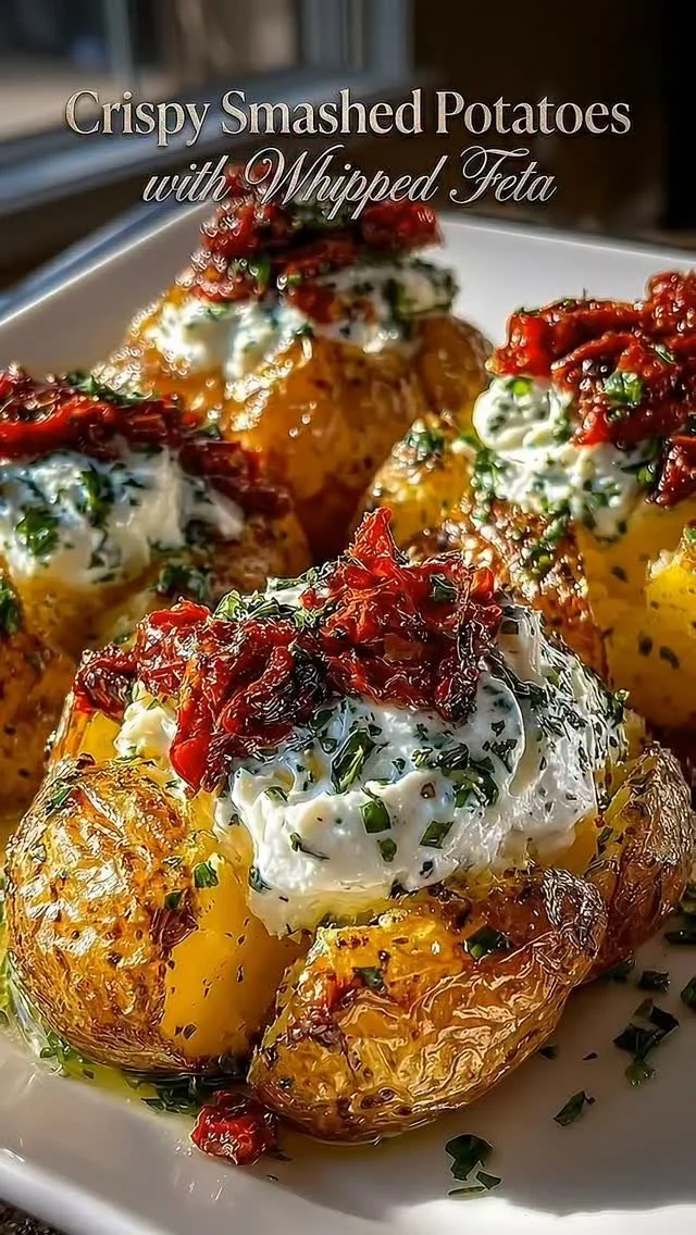 Crispy Smashed Potatoes with Whipped Feta