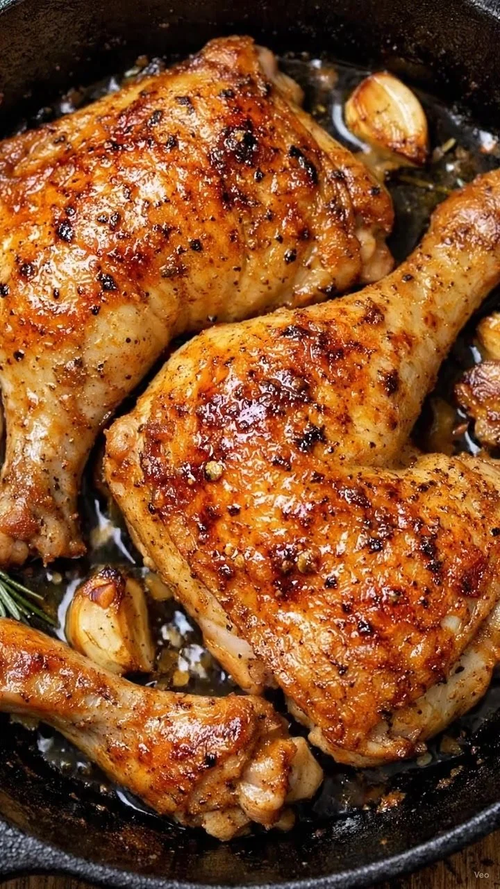 Garlic Herb Skillet Chicken Quarters