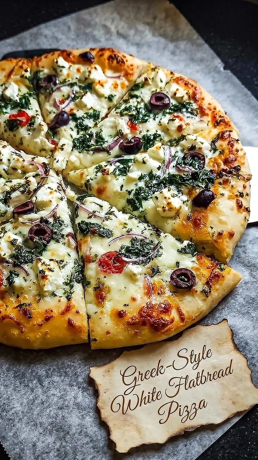 Greek-Style White Flatbread Pizza
