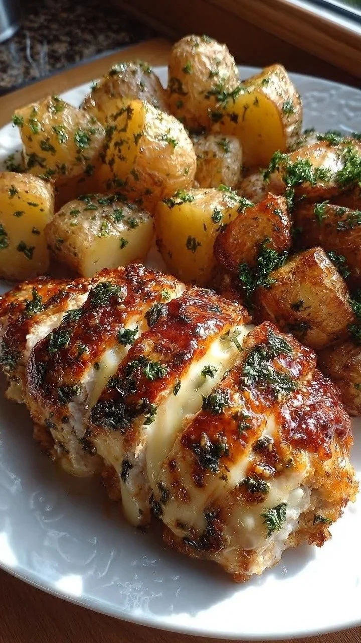 Hasselback roasted chicken breast, perfectly roasted and seasoned for a delicious meal