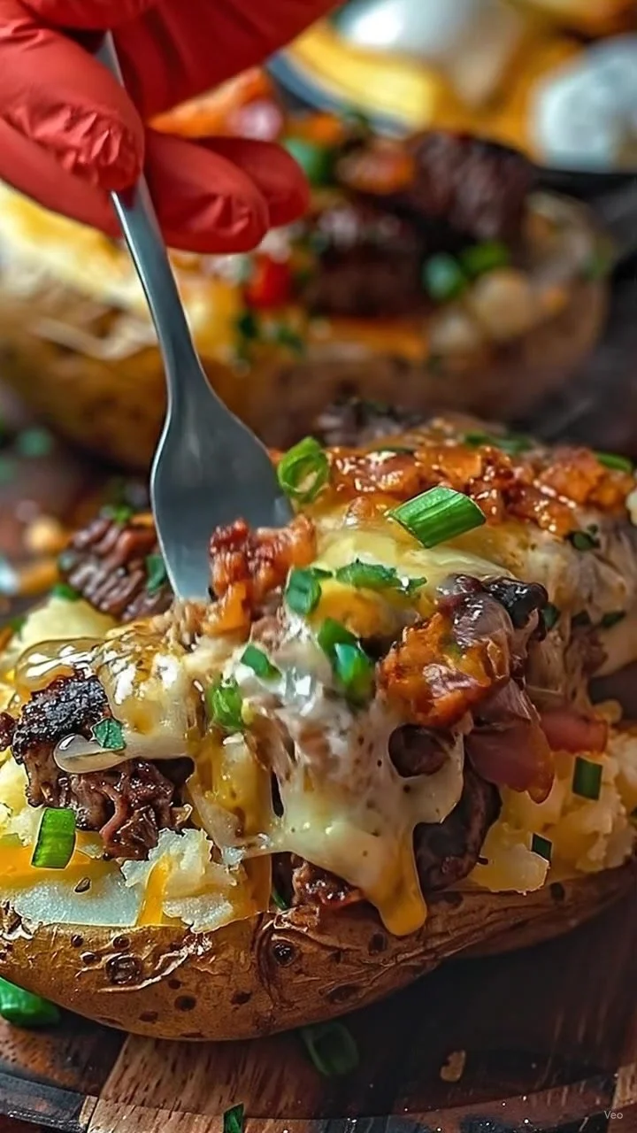 Loaded BBQ Brisket Twice-Baked Potatoes