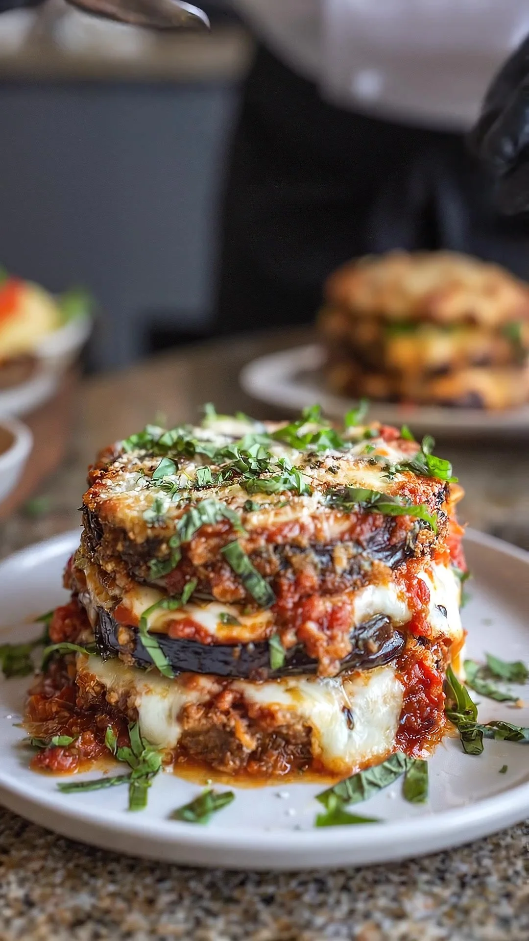 Loaded Cheesy Eggplant Parmesan Stack