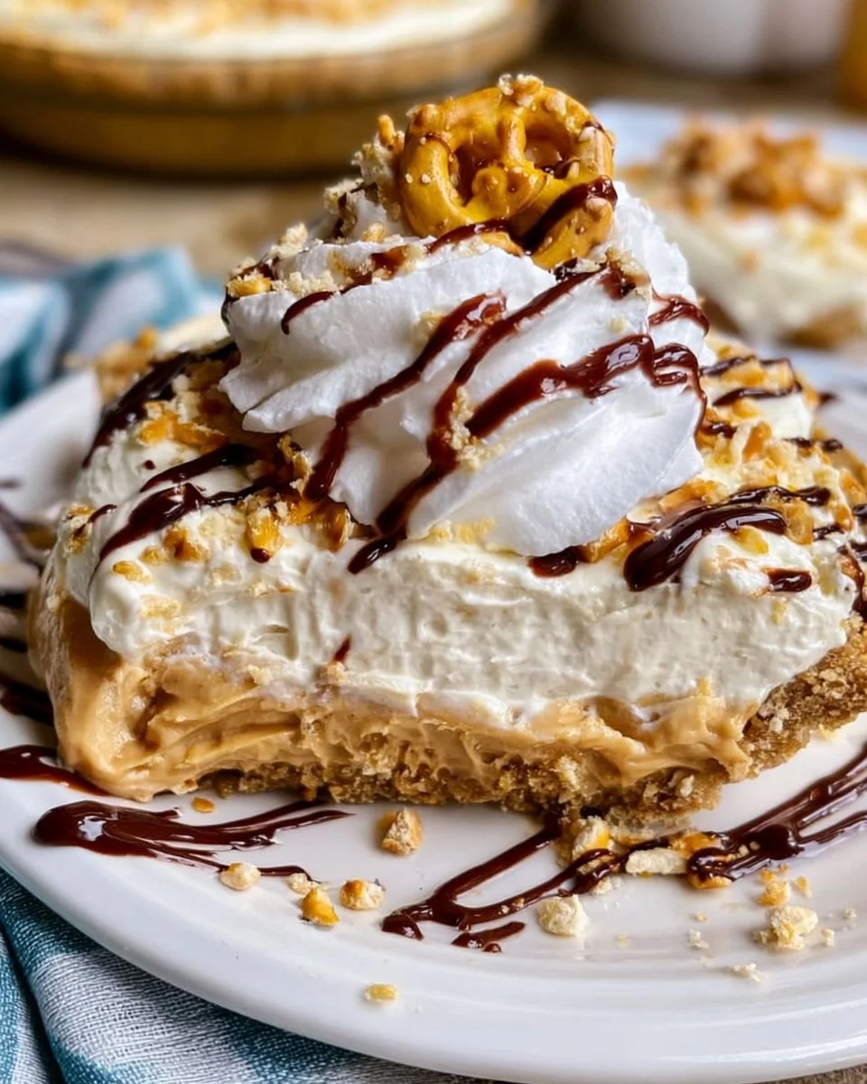 No Bake Pretzel Peanut Butter Pudding Pie
