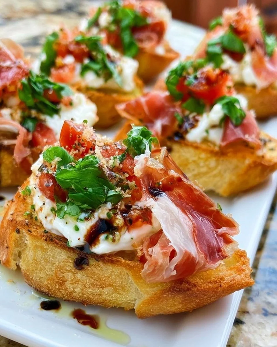 Prosciutto &amp; Burrata Bruschetta