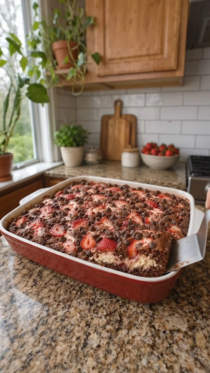 Strawberry Earthquake Cake