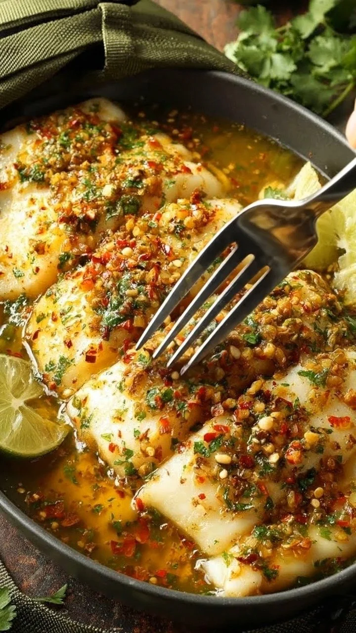 Thai Lime-Garlic Steamed Fish