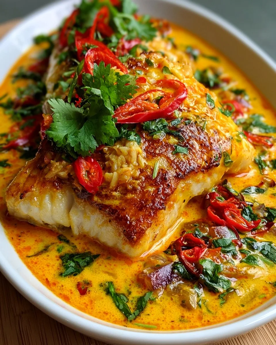 Delicious Tropical Grouper dish with spicy coconut sauce, ready in 5 minutes.