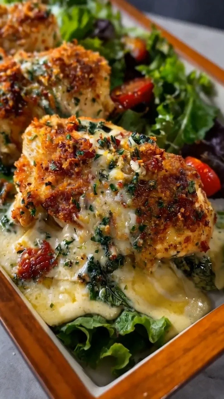 Baked Caesar Chicken with Turkey Bacon