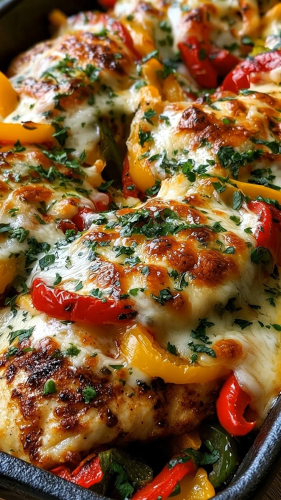 Cheesy Baked Chicken Breast and Peppers
