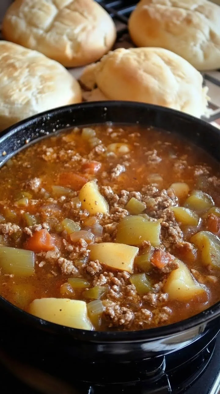 Hatch Green Chile Stew With Ground Beef