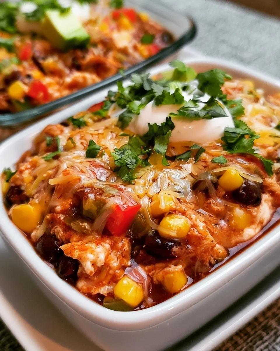 High-Protein Chicken Cottage Cheese Enchilada Bowls