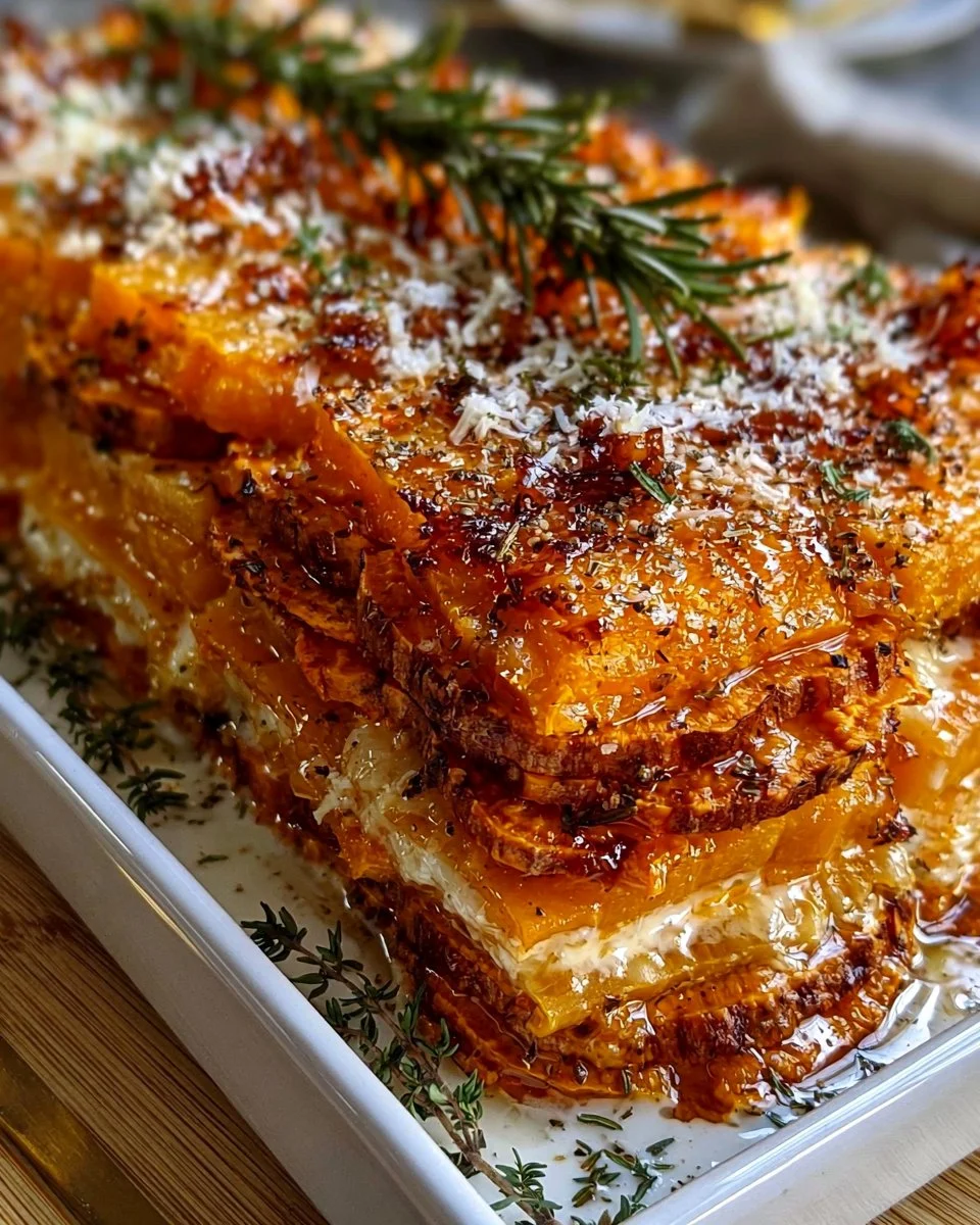 Layered Sweet Potato & Butternut Squash Bake